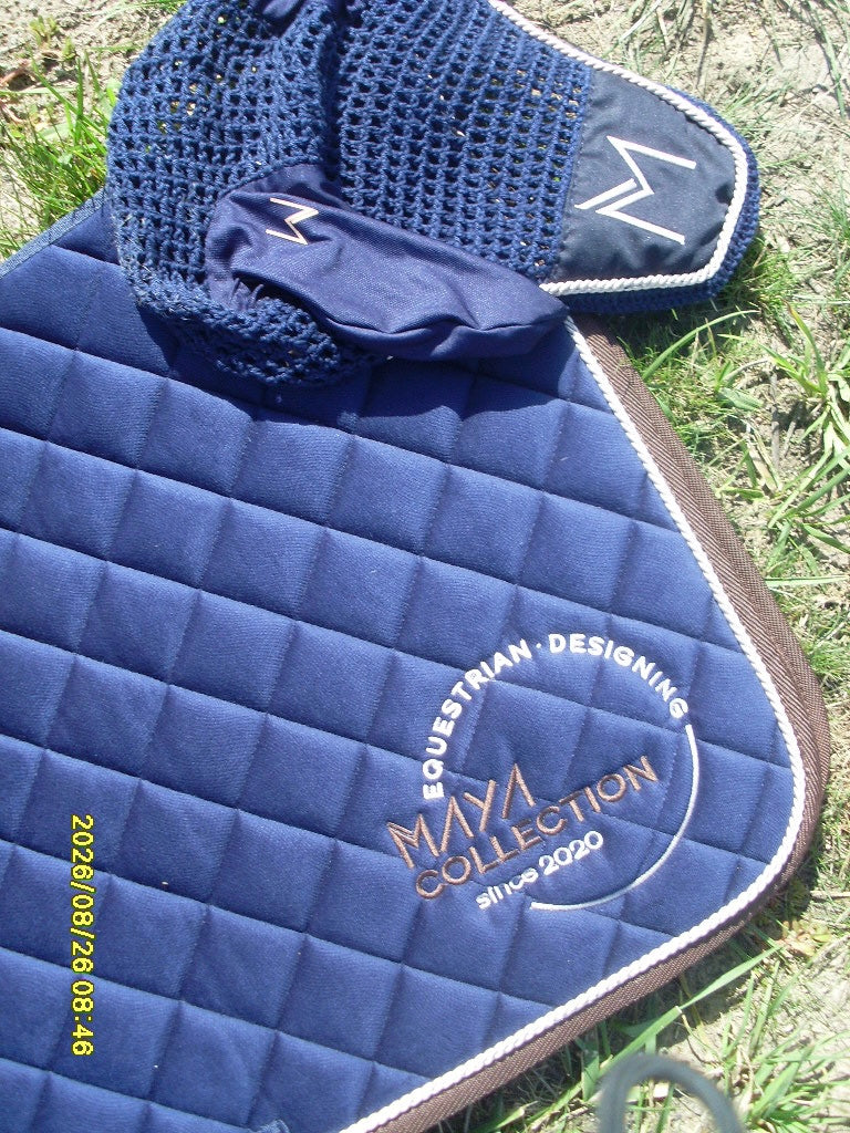 Czaprak Navy&Brown suede
