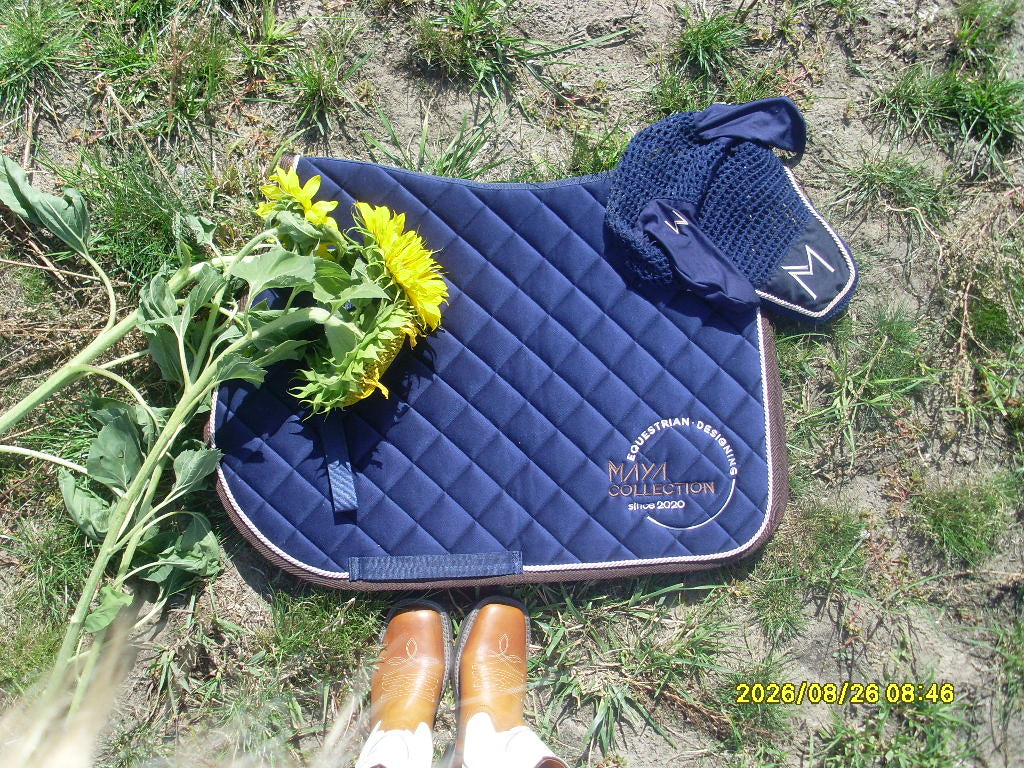 Czaprak Navy&Brown suede